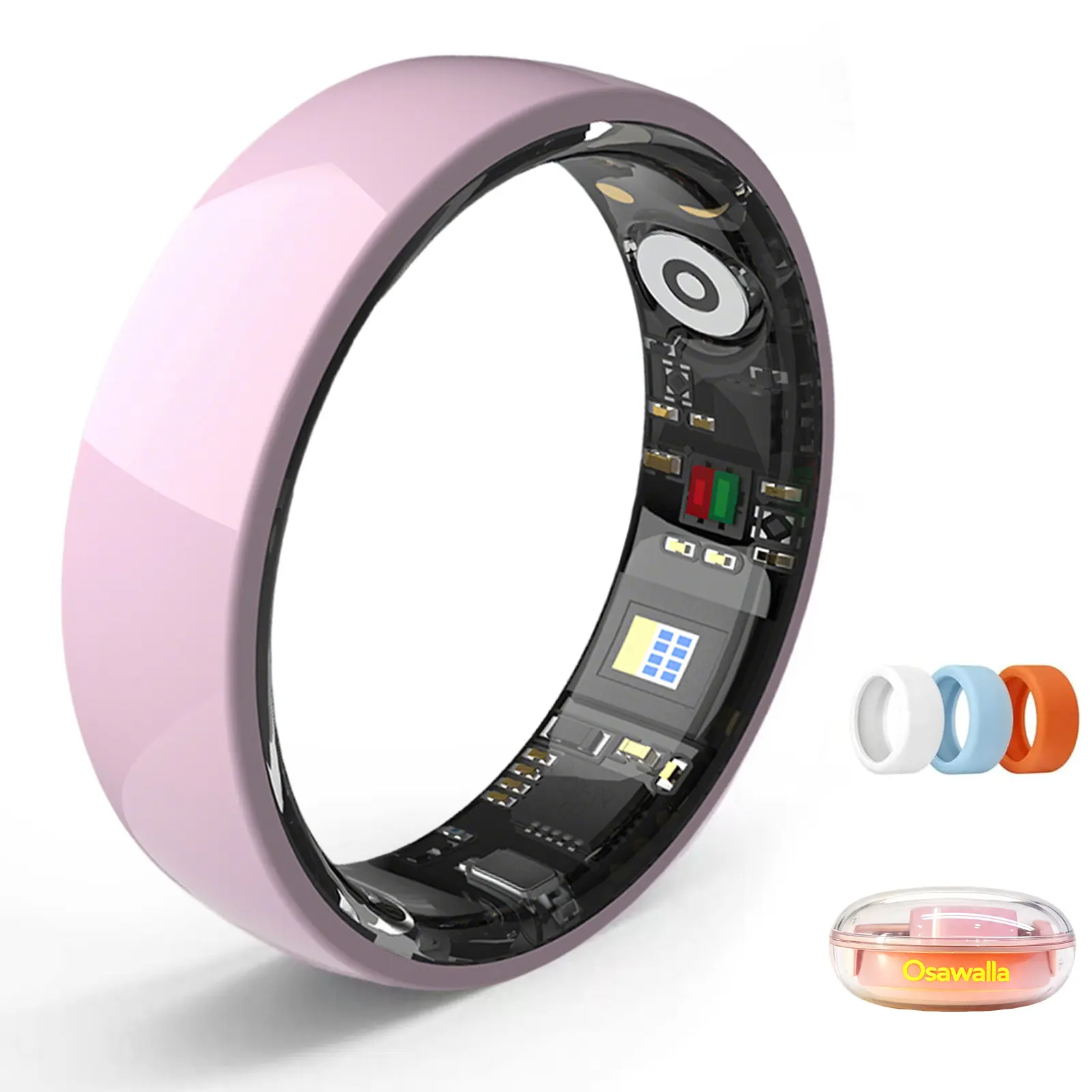 Women's 2026 Osawalla Pink Ceramic Smart Ring - Activity & Sleep Tracker with Heart Rate, Blood Oxygen, Stress Monitoring, Period Tracking, Water-Resistant Smart Wearable Device