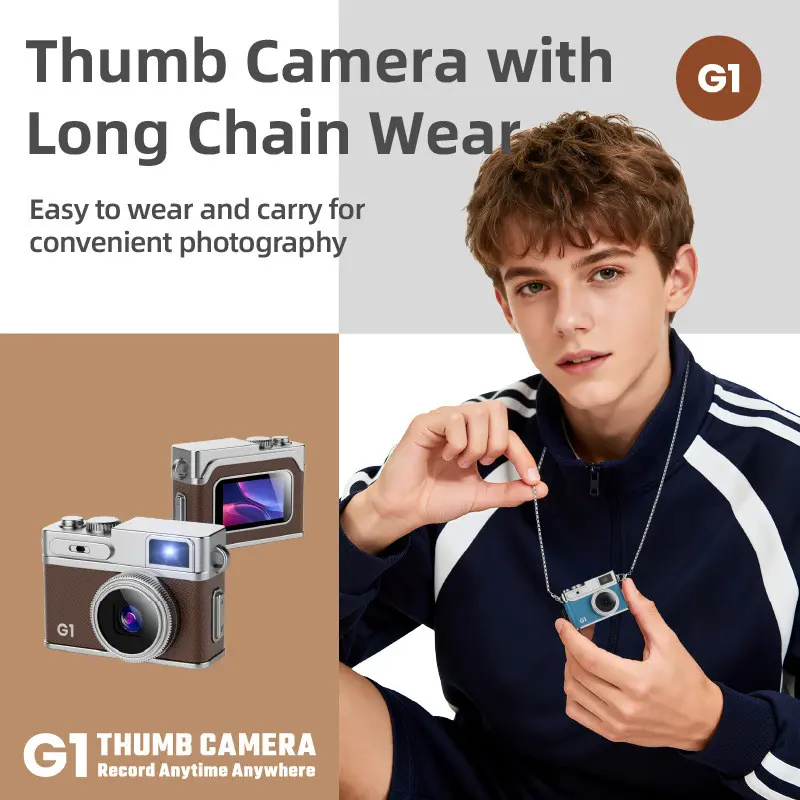 HD 1080P Retro Camera Keychain Mini Camera, 0.96 Inch HD Screen, Long Lasting Battery, Includes 8GB TF Memory Card