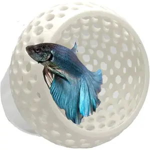 Bulb Hide 2.0 Large Aquarium Cave Ornament with Suction Cup for Small Fish Tank, Betta Habitat Shrimp Hideout Aquatic Decor, Pure White