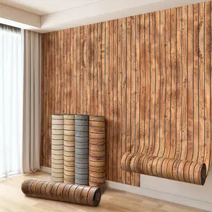 Self-Adhesive 3D Wood Grain Foam Wall Stickers, Easy to Apply Decorative, Ceiling Tiles, Peel and Stick Textured Wall Paper Designs, Suitable for Home Living Room Bedroom Kitchen