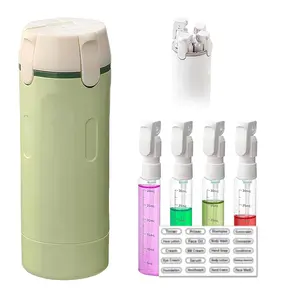 4 in 1 Travel Pump Dispenser Bottle, 30ML 4 Pack Leak-Proof Pump Containers with Measurement Scale & Label Stickers, Portable Bottles for Toiletries, Shower & Travel Use