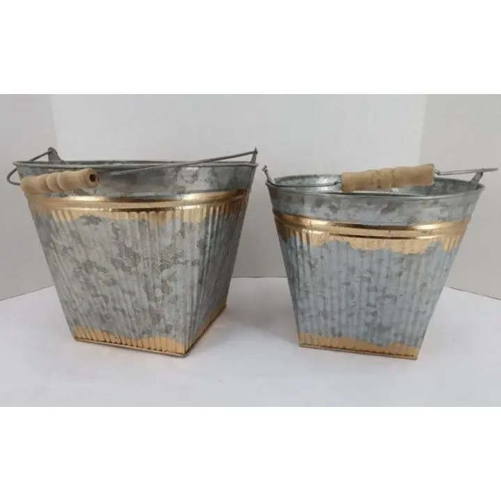 6 Inch And 5 Inch Metal Bucket Set