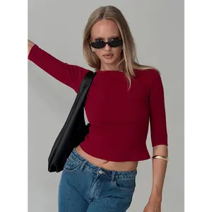 Elaia 3/4 Sleeve Top Red