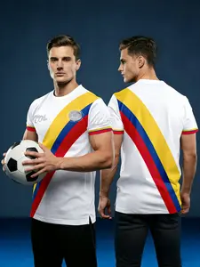 Colombia Men's Football Jersey Soccer Jersey & National Team Crew Neck Comfortable Sports Shirt with Colombia Flag Print, Ideal for Match, Training, Casual Wear, Sports Top