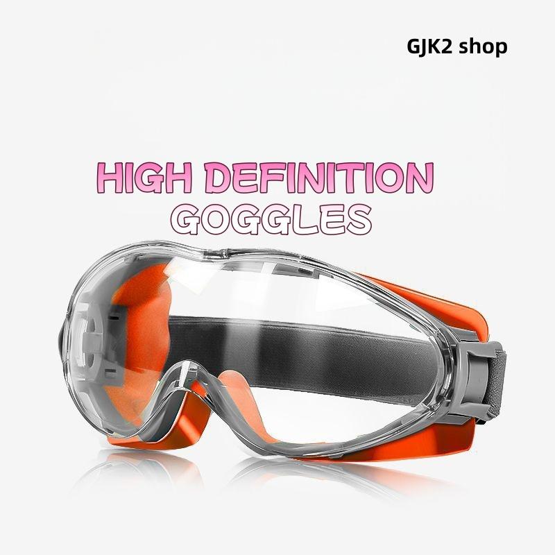 Anti-Fog Full-Seal Polycarbonate Lens Safety Goggles - Abrasion Resistant, Soft Padded Frame, Elastic Headband, 7.3In × 2.95In One Size, Blocks Sparks/Chemical Splashes for Painting, Lab, Grinding