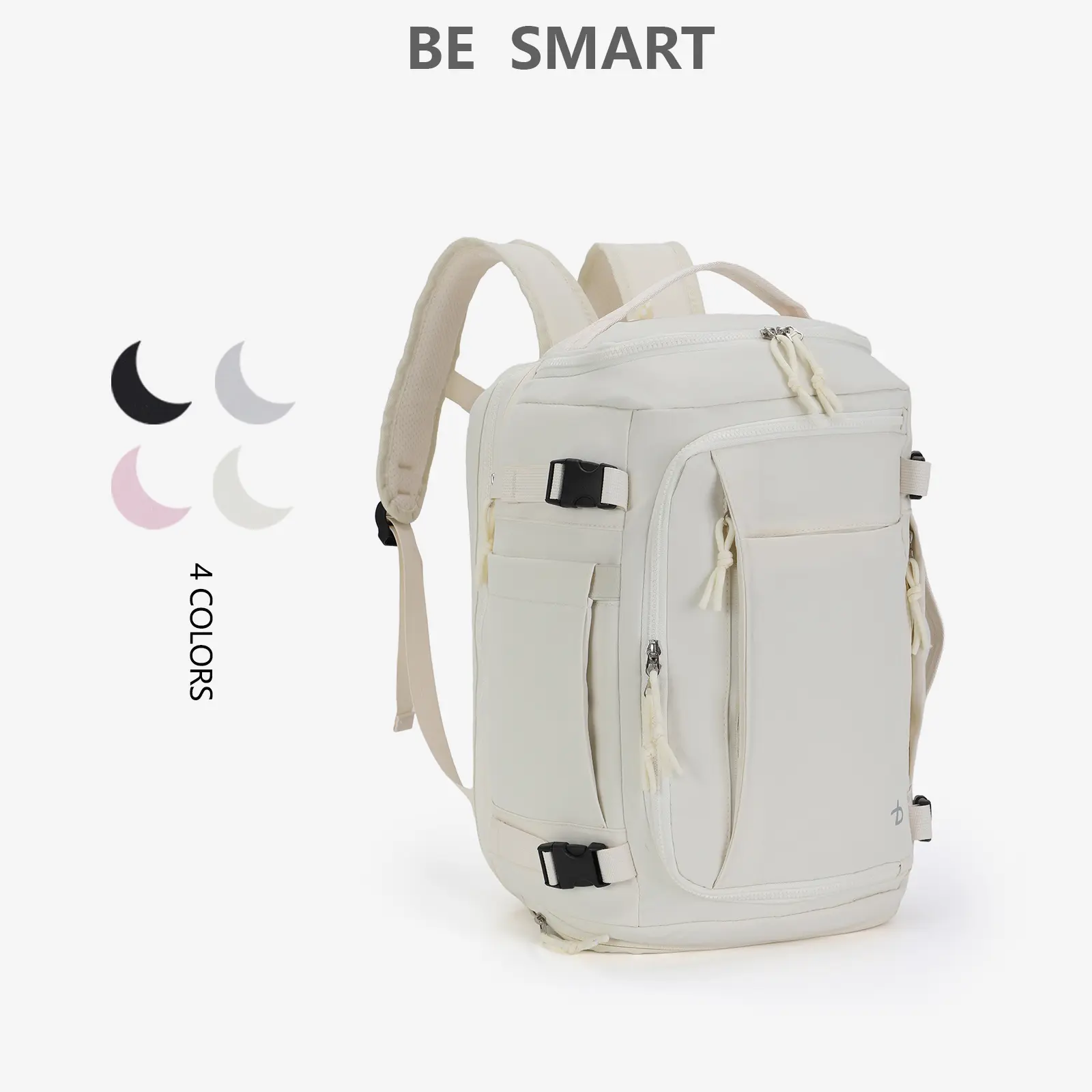 Be Smart Travel Backpack, Water-Resistant & Airline Approved Carry On Bag, 22L-28L Expandable Daypack with 15.6" Laptop Sleeve, Shoe Compartment & Wet Pocket, Backpacks, Carry On Luggage, Airline-Compatible Travel Bags, Anti-Theft Travel Bags