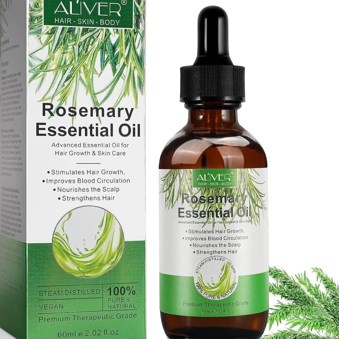 Aliver 60ml Rosemary oil for Hair growth , nourishes the scalp, strengthens hair, Haircare, Scalp Stimulator
