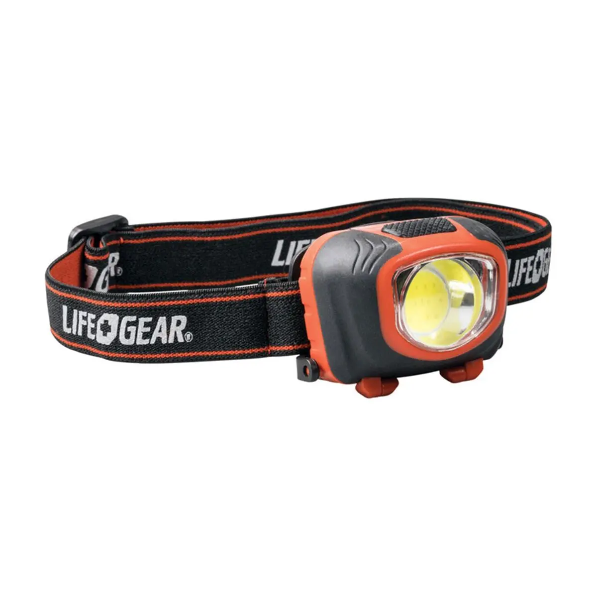Life Gear LED Headlamp with Headband - 260 Lumens, Black & Red, Waterproof Plastic, 0.32 lbs, High-Low Switch, Impact Resistant, 3 AAA Batteries Included (Ace Hardware Compatible), High/Lowswitch