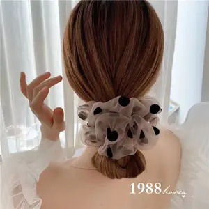 Modern simple wind cloth ring tied hair large intestine ring, plaid headband, popular fashion headband temperament ponytail