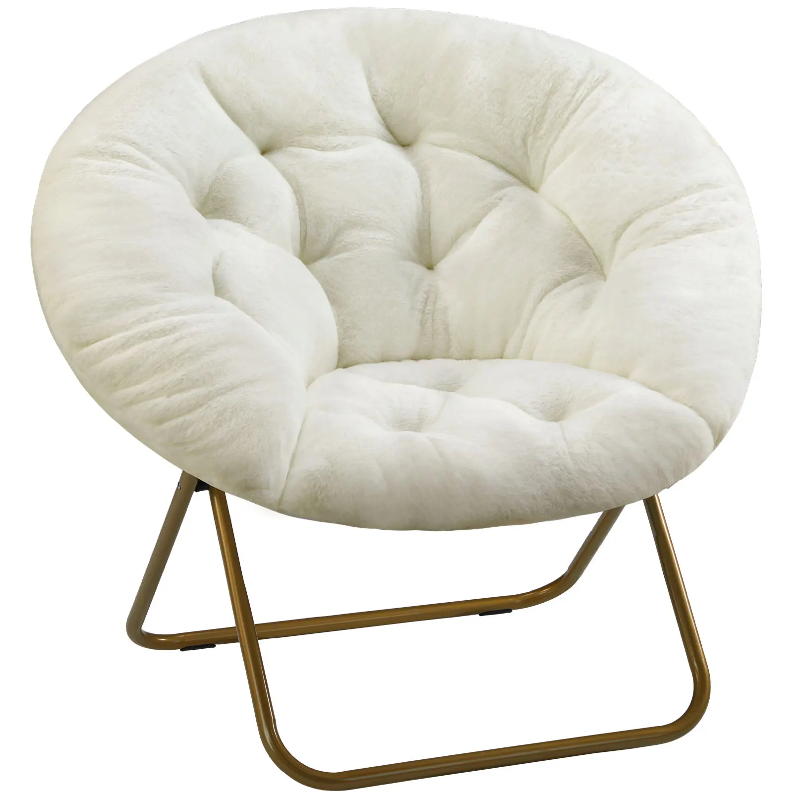 【Deal】Sweet Furniture S - Cozy Saucer Chairs Faux Fur Living Room Reading Lounge Furniture Folding Comfy with Soft Thick Padded Seat