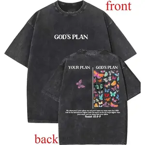 God's Plan Christian T-Shirts Vintage 90s Graphic Tee Gift Top Made In USA For Women For Men [LunarLoop 180G/230G 100% cotton short-sleeve/hoodie, soft and comfortable]