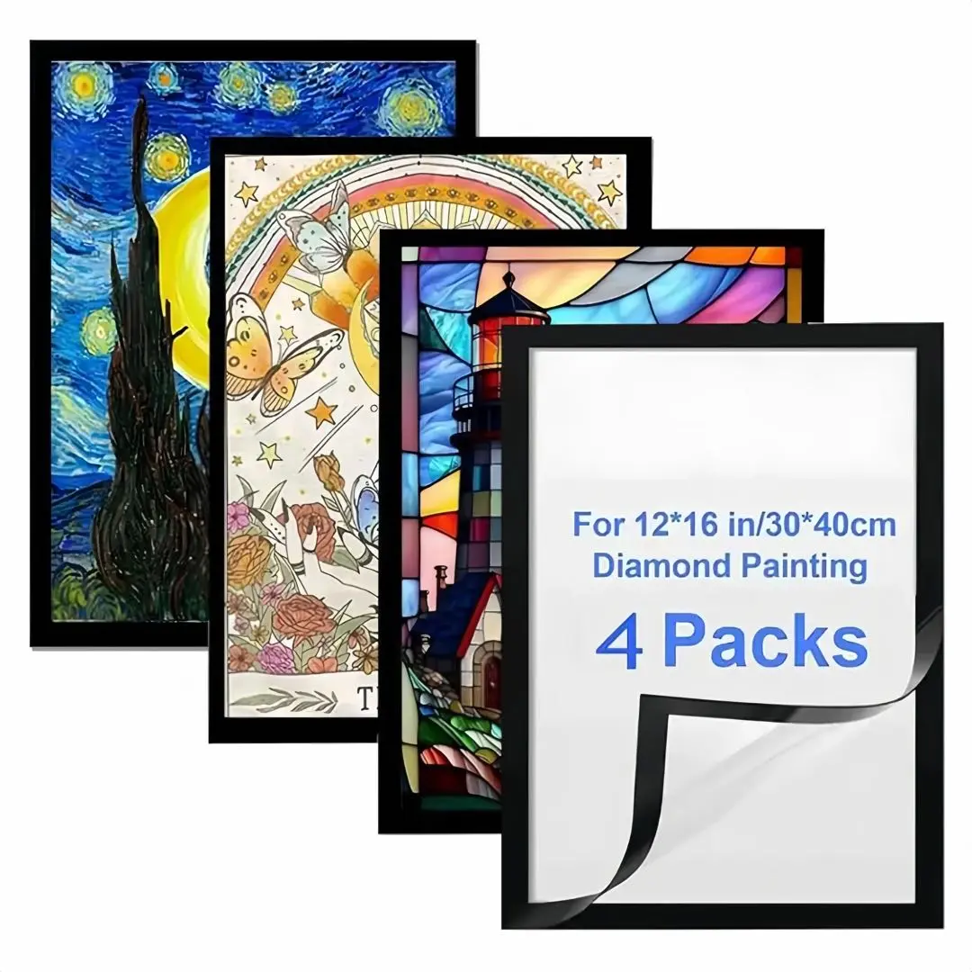 Self-Adhesive Magnetic PVC Frame for Diamond Art Canvas, Wall-Mounted Without Drilling, Modern Style, Suitable for Home & Commercial Use