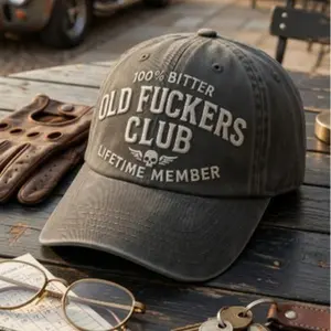 Bitter Old F*kers Club Vintage Hat 2026 – Funny Meme Embroidered Dad Cap, Adjustable Cotton Baseball Cap, Unisex Streetwear Casual Hat, Sarcastic Joke Gift for Men Women