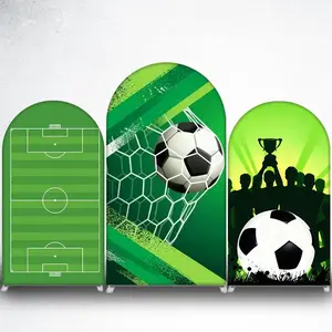 15-day 2D Flat Delivery Soccer Field and Trophy Arch Backdrop Cover for Sports Birthday Party Photo Booth
