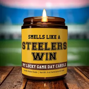 Smells Like a Steeler Win Candle, Steeler Candle, Funny Steeler Fan Gift, Lucky Steeler Candle Unique, Game Day Decor Football Candle, Candle Gift