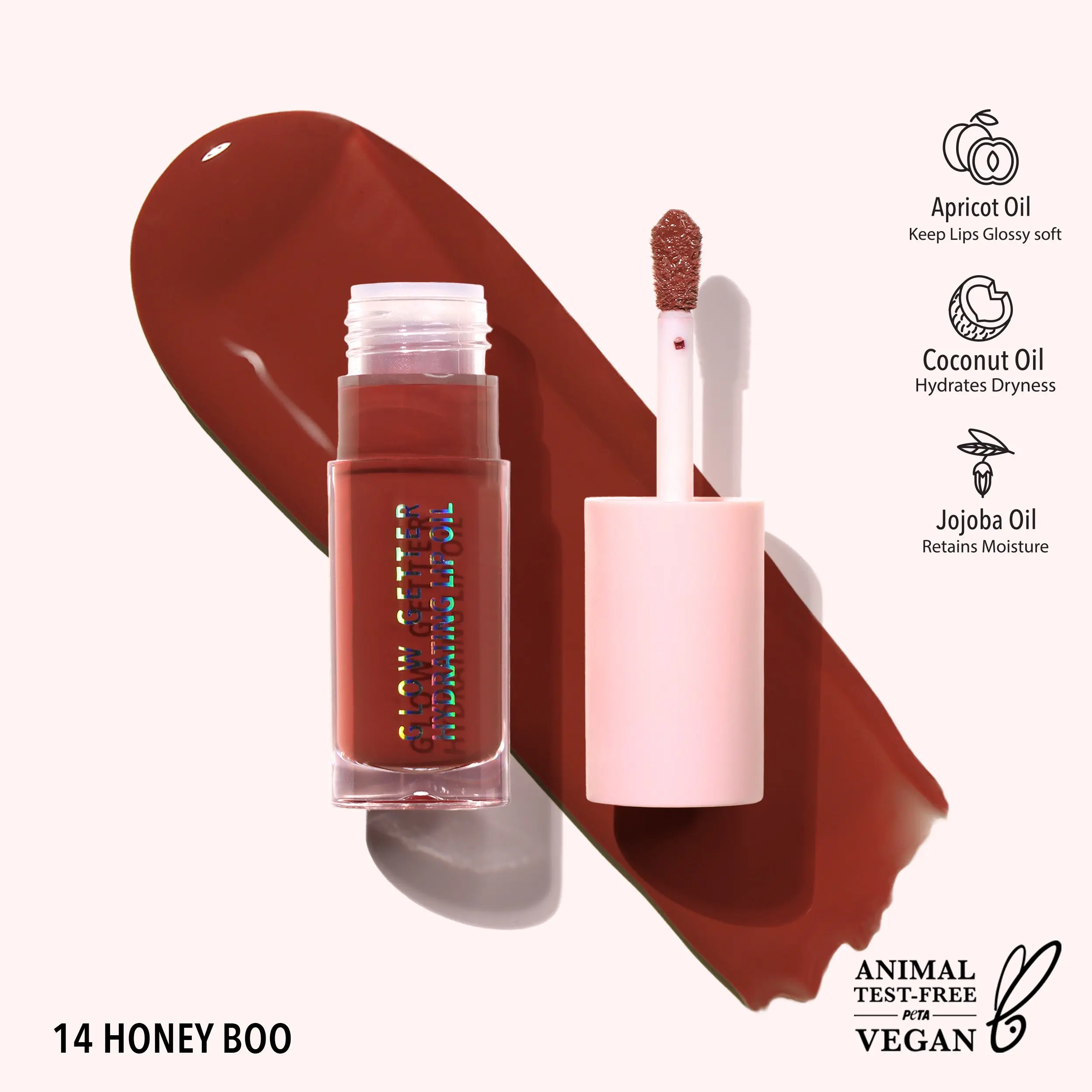 MOIRA | Glow Getter Hydrating Lip Oil (014, Honey Boo) | Nourishing Glossy Lip Oil