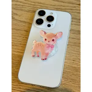 Kawaii Cartoon Deer Phone Grip | Cute Animal Phone Holder | Resin Adhesive Phone Stand, MagSafe Compatible