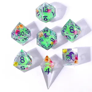 Captured Magic Ethereal Fields Sharp Edge Liquid Core Resin Polyhedral (D&D) Dice Set (7)