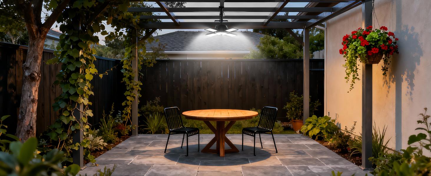 ISUNEMA Solar Shed Light Outdoor Indoor Upgrade 1200LM 174LED 4 and 1 Heads Motion Sensor Pendant Light, Solar Lights with 5 Lighting Modes Remote Control IP65 Waterproof for Barn Patio Gazebo Shop