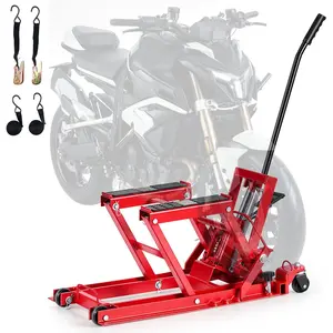 【fathersdaygift】VEVOR Hydraulic Motorcycle Lift Jack, 1500 lbs Capacity, ATV Lift Jack Portable Motorcycle Hoist Stand with 4 Wheels, 4.5"-15.2" Height Range, Hydraulic Foot-Operated Hoist Stand for ATVs, Dirt Bikes