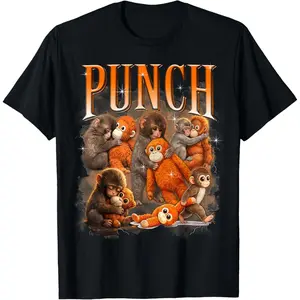 Cute Baby Monkey Named Punch Plush Hugging Bootleg T-Shirt