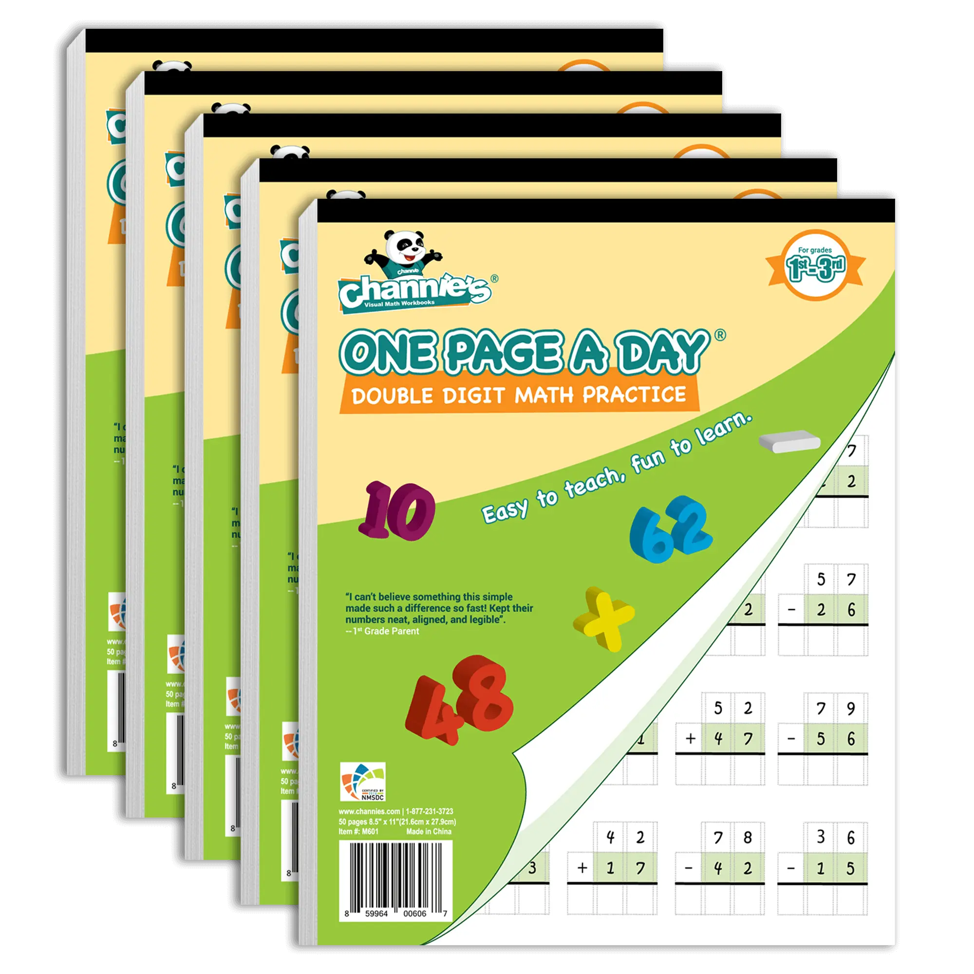 One Page A Day Double Digit Math - 5 Pack