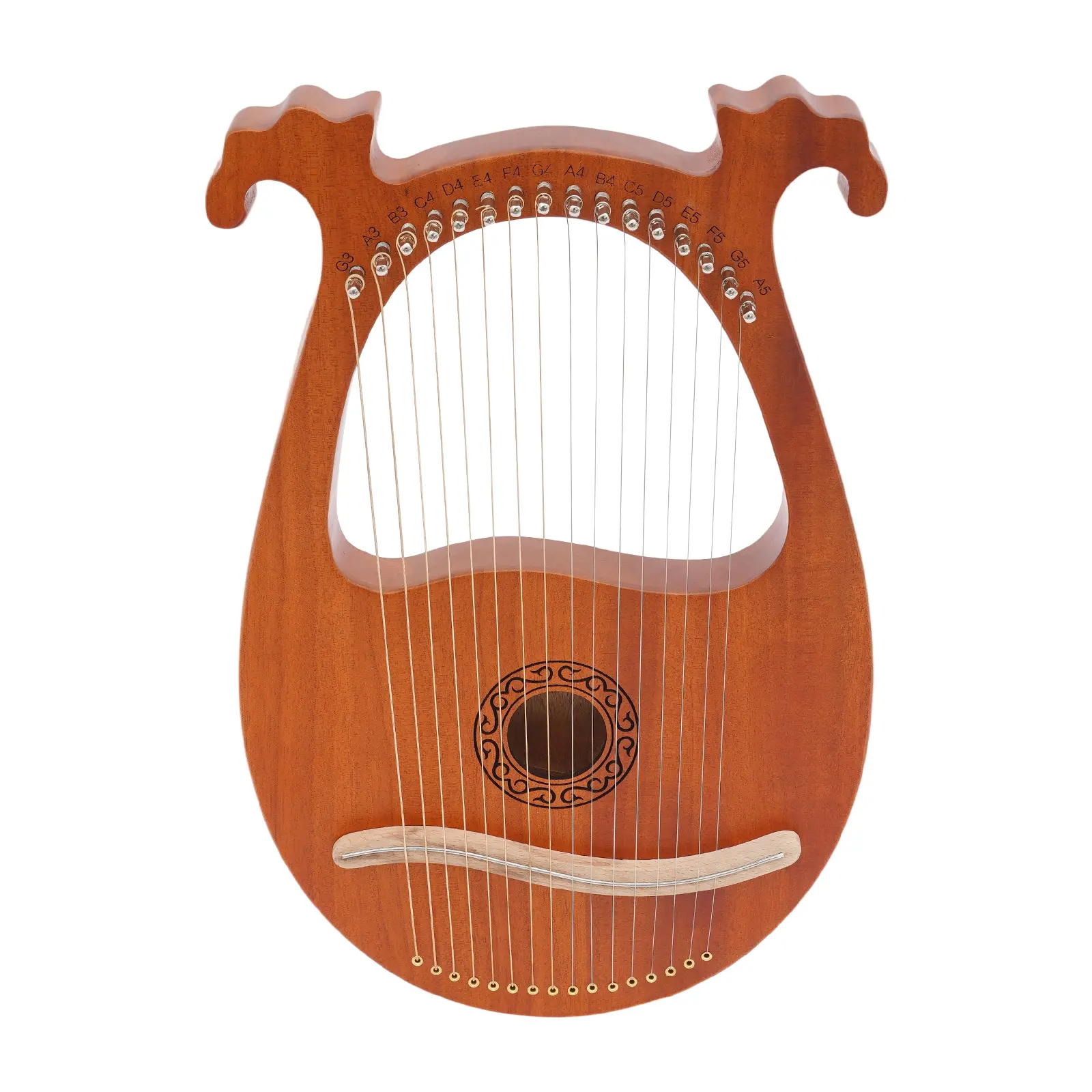 16-String Natural Mahogany Wood European-Style Elegant Harp Complete Kit with Tuner, Cloth - Lightweight Home Supplies for Adults & Beginners, Holiday Festive Use