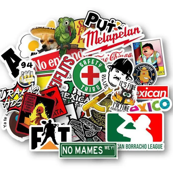 30pcs Mexican Blue-Collar Humor Stickers – Waterproof Vinyl Pack with Snarky Jobsite Jokes, Great Gift for Workers, Decor for Hard Hats, Toolboxes, Bumpers, Coolers & More