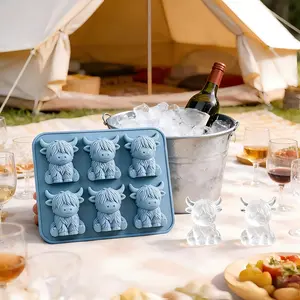 Creative Highland Cow Ice Cube Mold, Summer Drink Cocktail Ice Cube Mold, Cute Highland Cow Shape Ice Cube Mold, Home Bar Accessories, 1pc