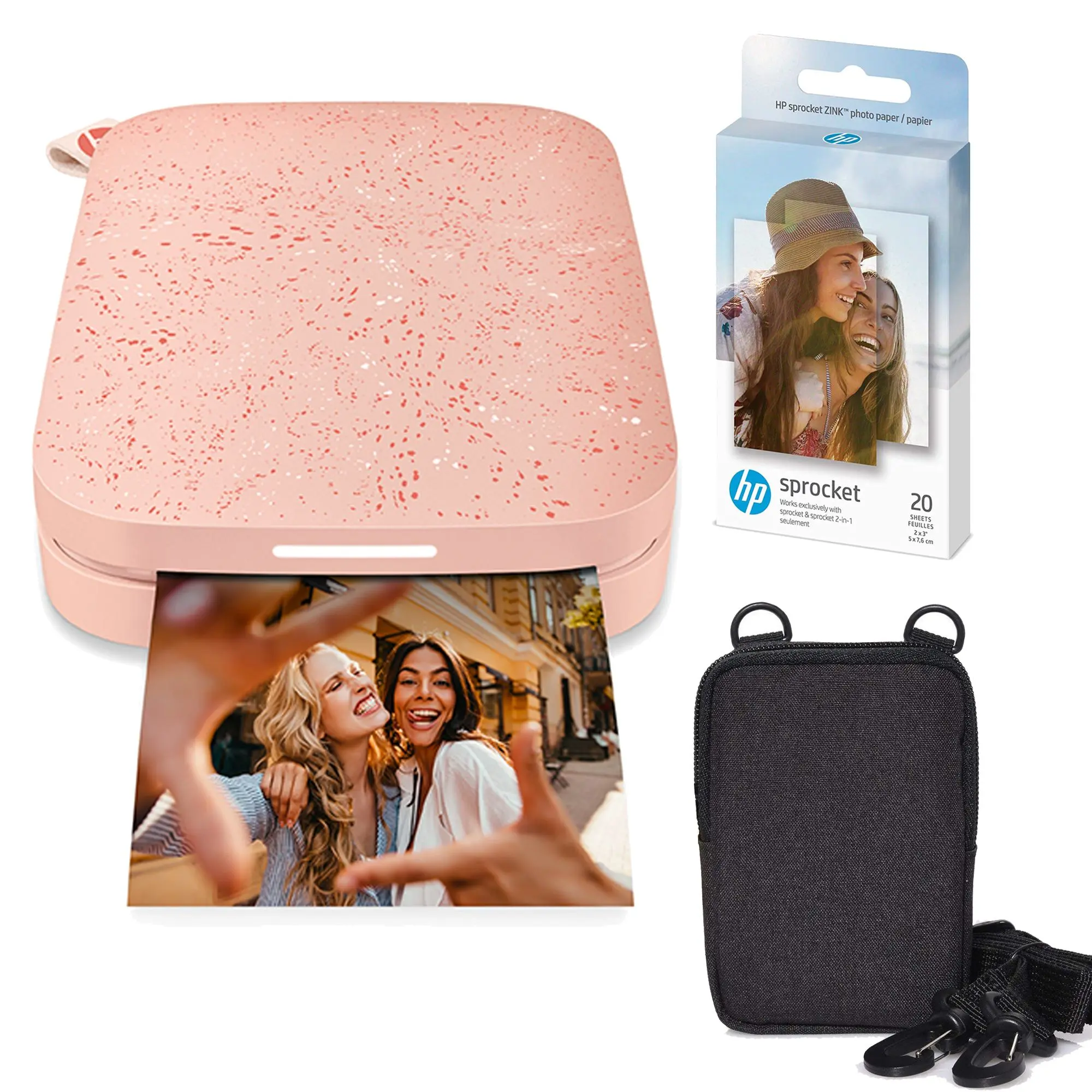 HP Sprocket Portable 2x3" Instant Photo Printer (Blush Pink) Zink Paper Bundle Bluetooth Camera Bluetooth Camera