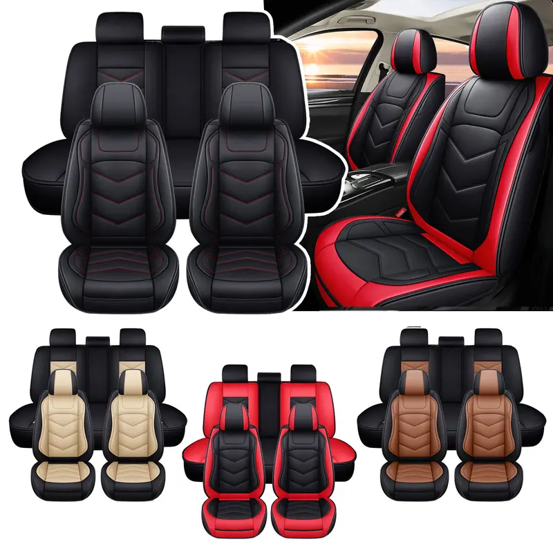 Universal Fit For Nissan Altima/Sentra/Rogue/Versa/4Runner/Tacoma/Honda/Mazda Leather Car Seat Covers Full Set,5-Seat Protector Cushion Waterproof Automotive Seat Cover Mats