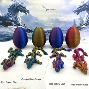 Long Horn Gem Dragon with Dragon Egg, Articulated Dragon 3D Printed Dragon, Fidget Toy for Autism ADHD, Gift Idea