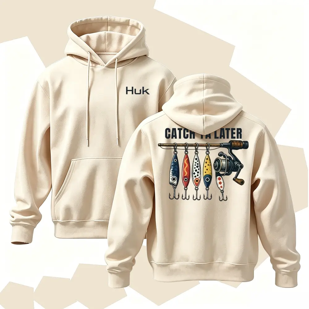 Vintage Hoodie Men American Retro Fishing Graphic Hooded Sweatshirt Unisex Streetwear