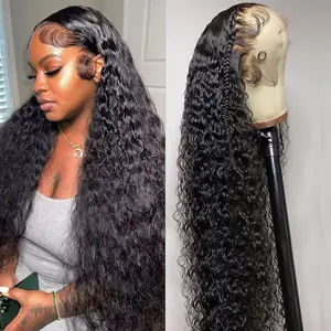 Bling Hair Deep Wave Frontal Wig 13x4 13x6 HD Lace Front Wig Deep Curly Transparent Lace Frontal Human Hair Wigs For Women PrePlucked Lace Hairline Natural Color