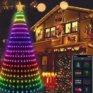 7Ft Outdoor Smart Christmas Tree Lights – 400 LEDs in 20 Strings, IP65 Waterproof Rating, Music Sync Function, Suitable for Indoor/Outdoor Holiday Decor