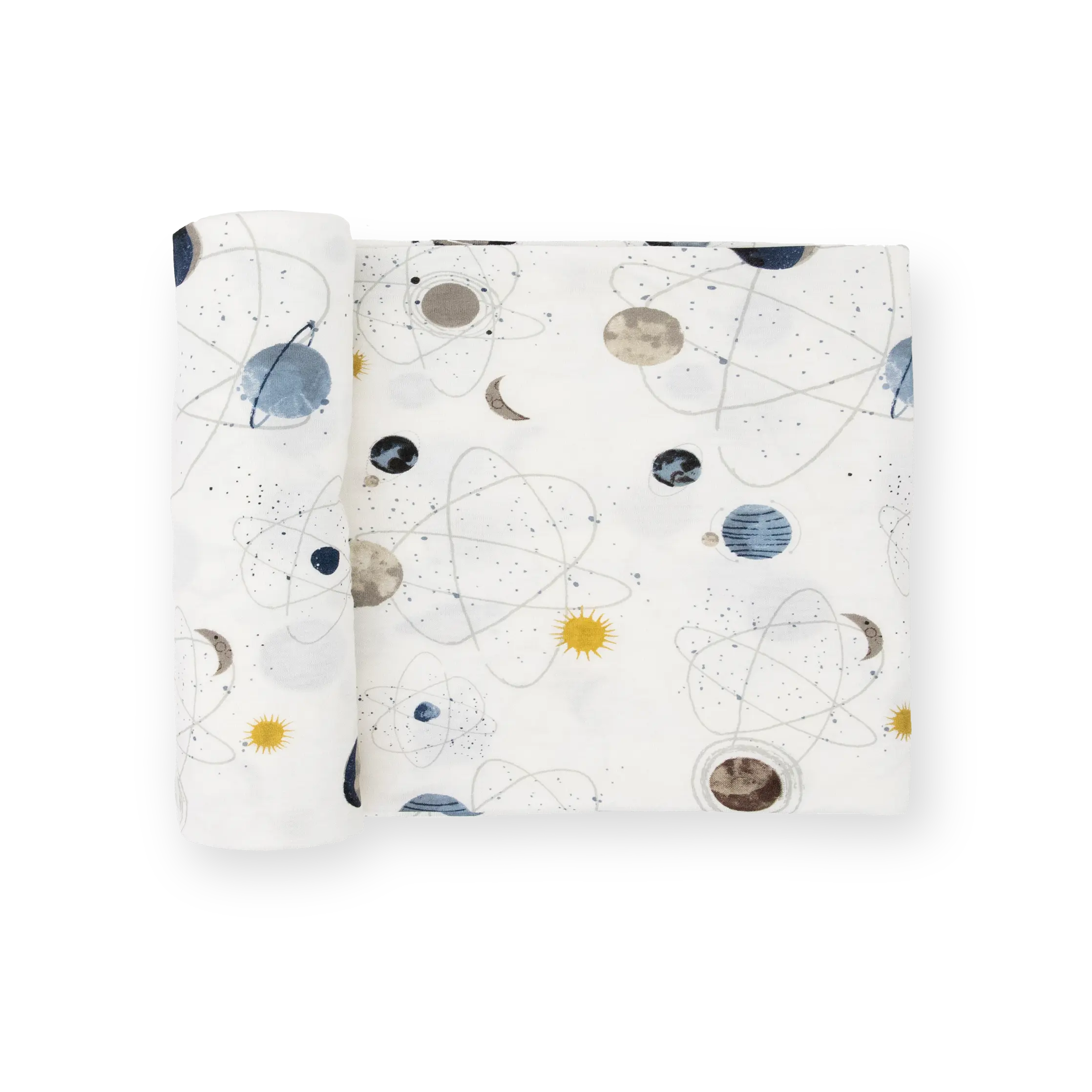 Buttery Soft Secure Knit Fabric Swaddle Blanket - Planets Design, Comfy and Cozy Nursery Bedding & Throw