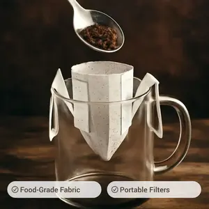 50 Disposable Hanging Ear Drip Filter Bags food-grade non-woven fabric for Coffee, Loose Leaf Tea & Herbal Infusions, Single Serve Portable Filters for Home, Office, Travel & Camping Tea Making Tool Tea Kettle