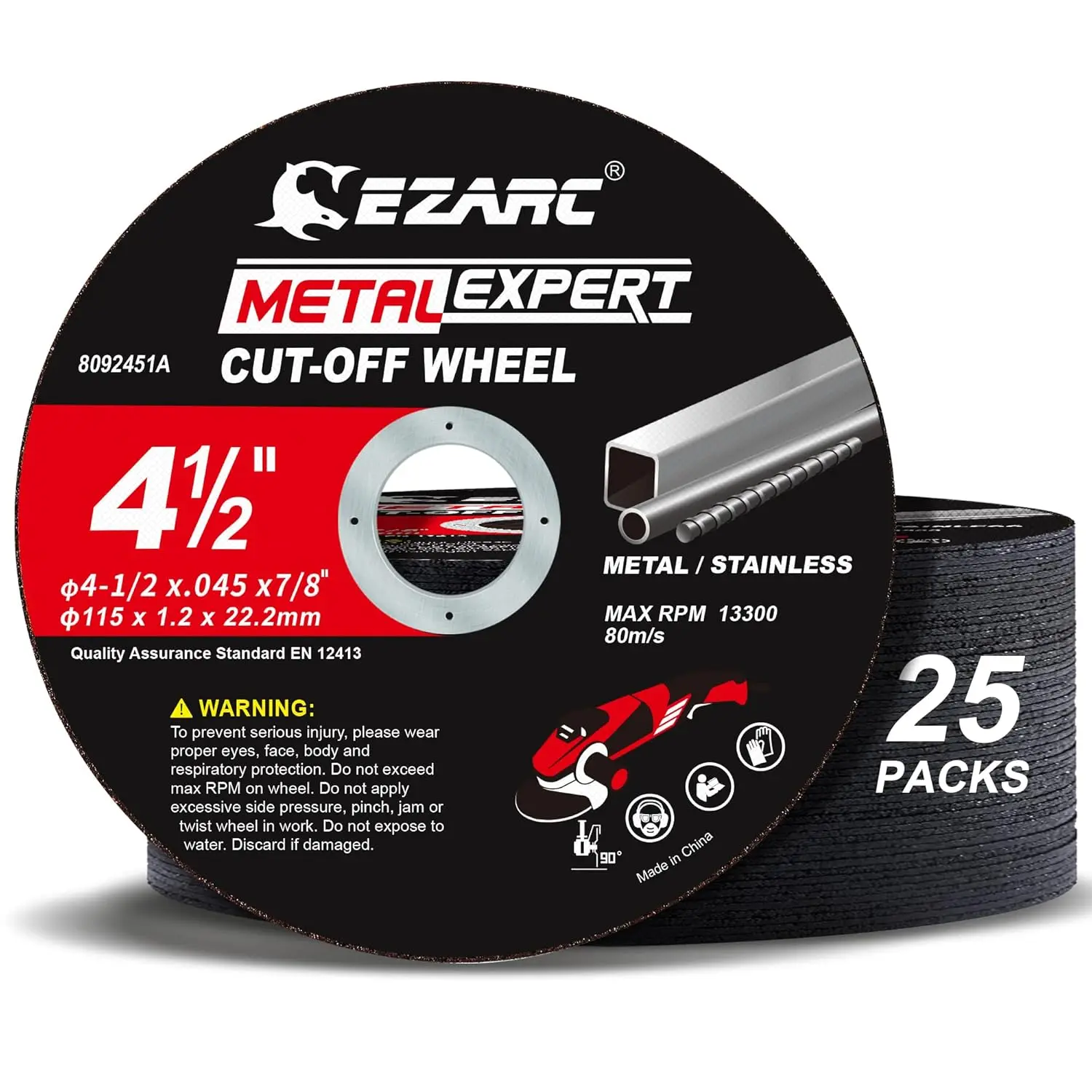 Cut Off Wheel 25 Pack, 4.5" x .045" x 7/8" Cutting Wheel, Metal & Stainless Steel Cutting Disc for Angle Grinder