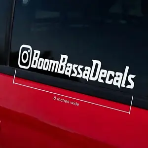 Custom Username/Handle Sticker/Decal 8 x 1.5 Inches White Vinyl for Car Windows & Social Media Personalizable Design