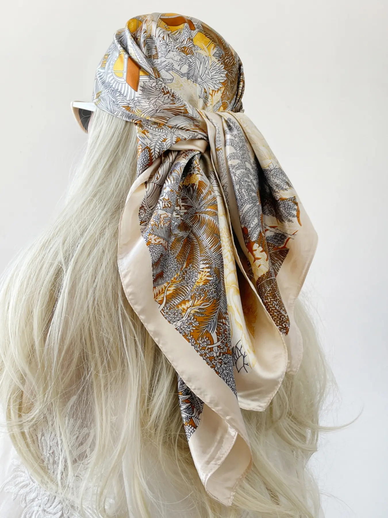 Women's Printed Chiffon Scarf, 90cm Large Silk Shawl, New Design Necktie, Headscarf Decoration, Fashion Accessory for Women, Floral Pattern Shawl, Summer Scarf, Fashion Hair Scarves