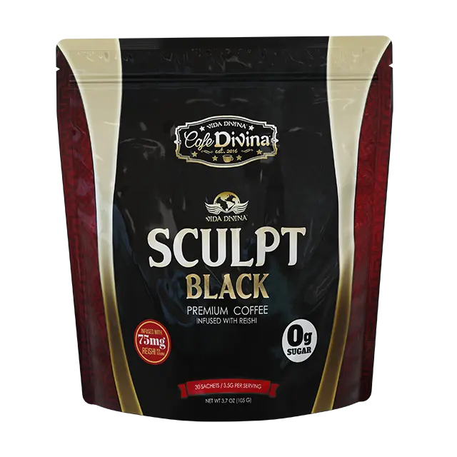 Sculpt Black Coffee - Premium 0g Sugar Infused with 75mg Reishi 30 Individually Packaged Sachets US