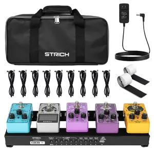 STRICH PB-M15 Guitar Pedal Board with Built-in Power Supply, 15"x5.1" Lightweight Aluminum, Includes Cables, Bag & Velcro Multifunction tiktokshopspringglowup