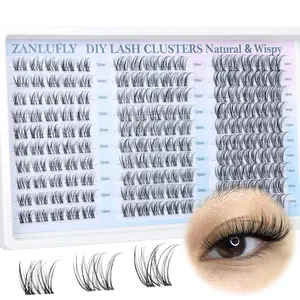 Natural Fluttering Eyelash Clusters, Anime Lashes, C-Curl Individual Lash Extensions, DIY Home Application, 10-14 mm, 150 Pieces Eyelash Extension Kit