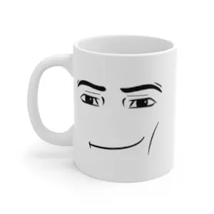 Roblox Man Face Mug 11oz, Double Sided, White Ceramic Mug, Roblox funny, Coffee Mug, Gamer Cup, Meme Mug,Cool Gamer Gift for Kids & Teens, Hilarious Meme Coffee Cup for Birthday, Graduation Surprise & Gaming Room Decor.