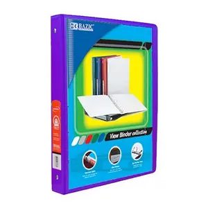 Bazic  BAZIC 1/2" Purple 3-Ring View Binder w/ 2-Pockets Case of 12