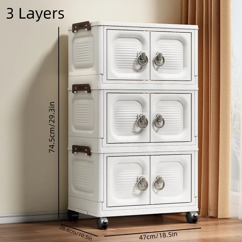 3-Tier(Wheels + Magnetic Door) Foldable Model