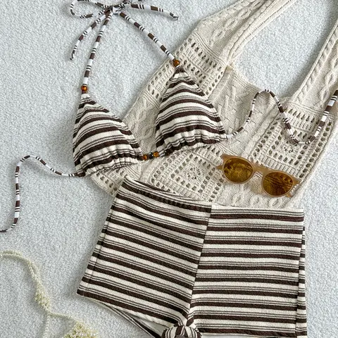 Women's Fashion Two-Piece Swimsuit, Stylish Set, Bikini Bottoms, Comfortable Beachwear, Perfect for Pool Parties, Casual Swimwear, Swimming, Clothing