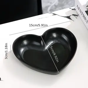 8pcs, Black Heart-Shaped Plastic Plates - Multi-Purpose Snack Nut Tray, Snack Plate, Fruit Plate, Dessert Plate, Cake Plate, Snack And Chip Plate Kitchen Utensils, Suitable for Home, Party, Wedding, Birthday, Festival Supplies Very Suitable for Christmas