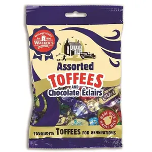 Walkers' Nonsuch Assorted Toffees & Chocolate Éclairs | Contains English Creamy, Milk & Dark Chocolate Covered, Banana Split & Milk Toffees | Traditional British Candy | 5.29 Oz (150g)