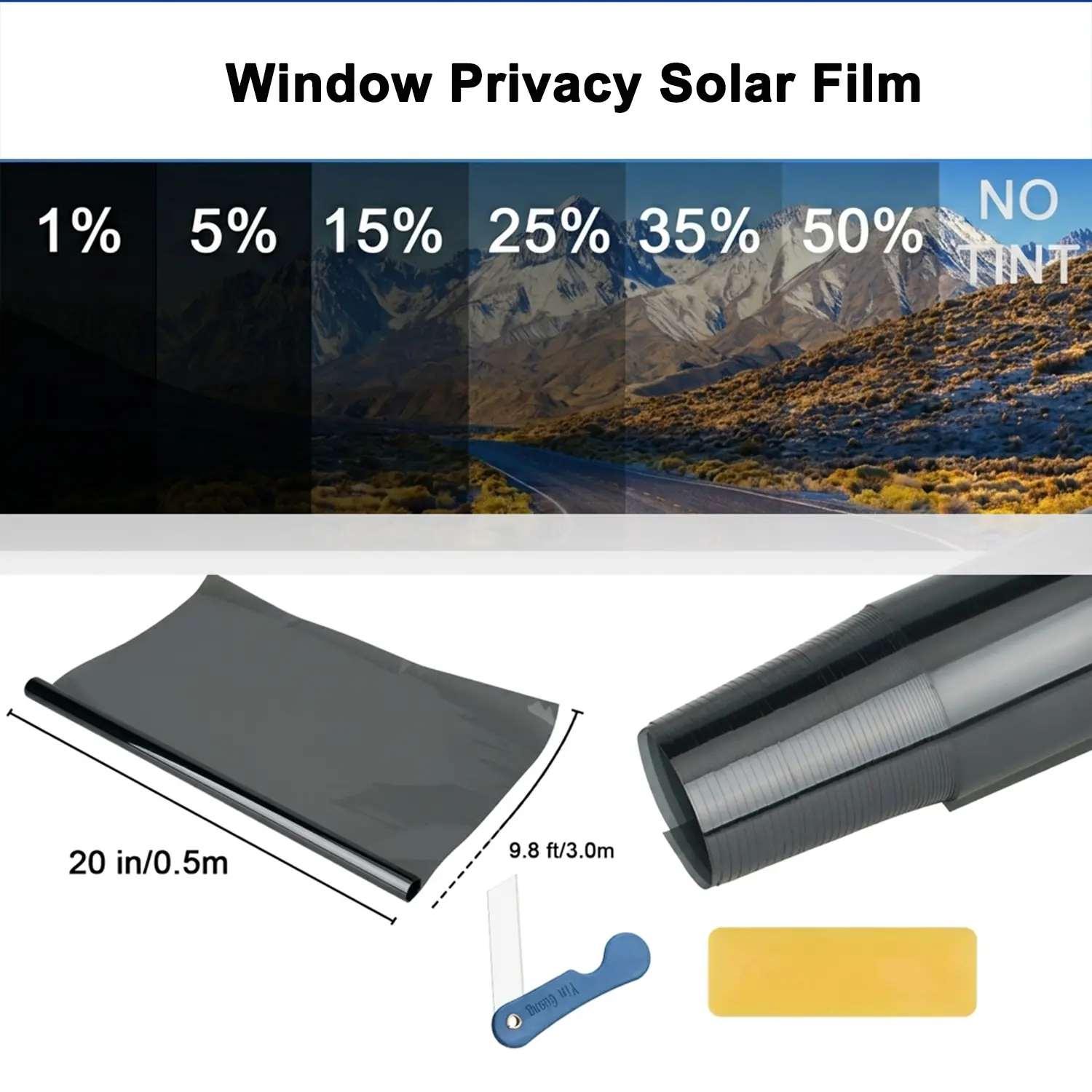 Window Heat Control glass Window Film, Window Tint Sun Blocking Blackout and UV Protection，Window Privacy Solar Film，Explosion-Proof Premium PET  Black summerwins，  Privacy protection  Film，  Window   stickers